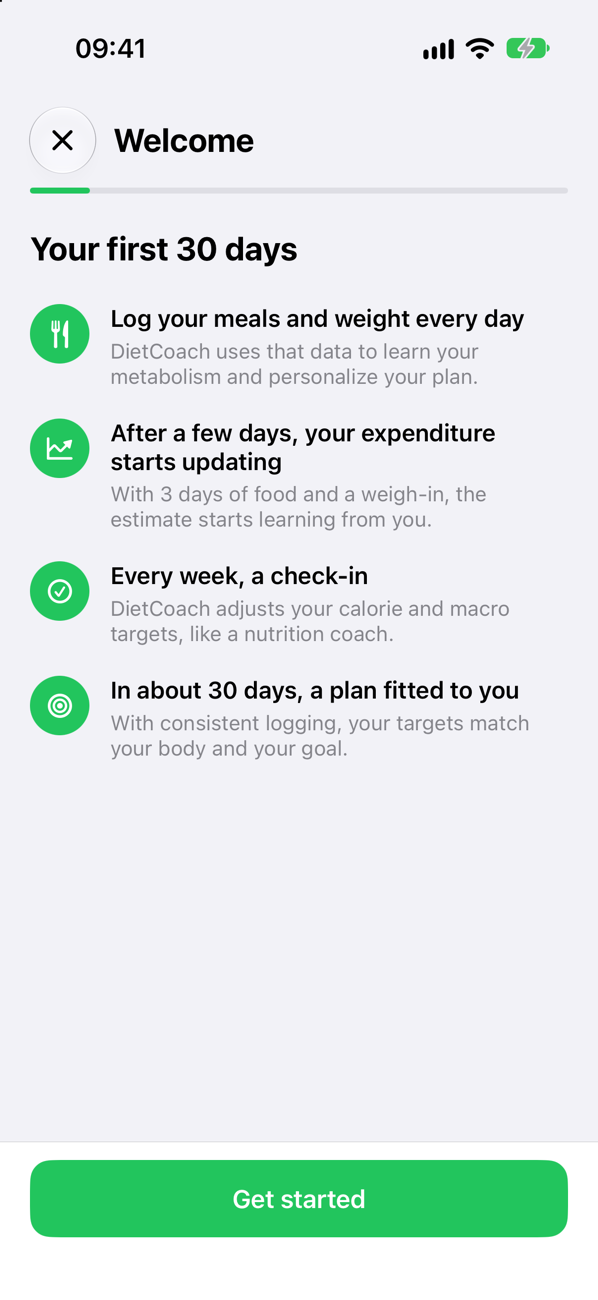 DietCoach: your first 30 days